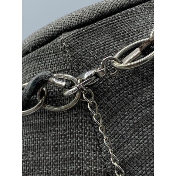 Laura Ashley Chain Leather Cord Statement Necklace Dangle Beads Marble Crystals - Picture 3 of 10